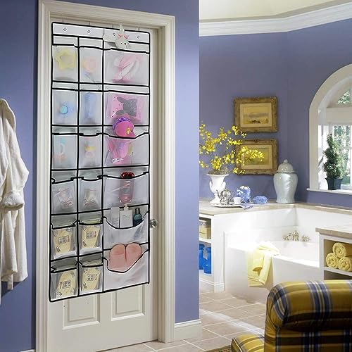 Miniatura 5 de VEEBELL Organizador de zapatos para colgar sobre la puerta 18 bolsillos de malla organizador de zapatos para armario dormitorio baño despensa