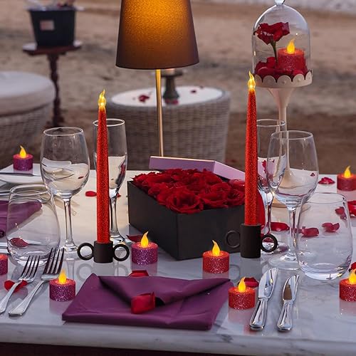 Vista 63 de Furora Lighting - Velas largas LED sin llama, para ventana, a pilas, velas eléctricas con función de temporizador de 6 horas Oro 11.5