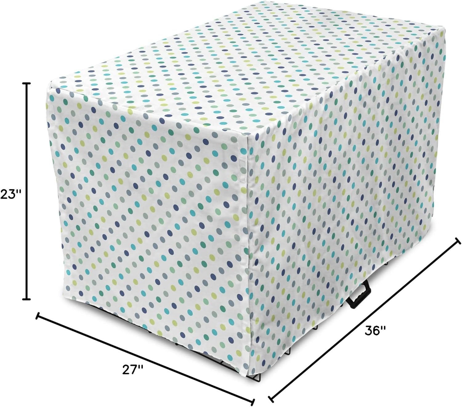 Ambesonne Polkadot Dog Crate Cover, Polka Dots Retro Classy Vintage Style Pattern Design Layout, Easy to Use Pet Kennel Cover for Medium Large Dogs, 36 Inch, Apple Green Jade Green