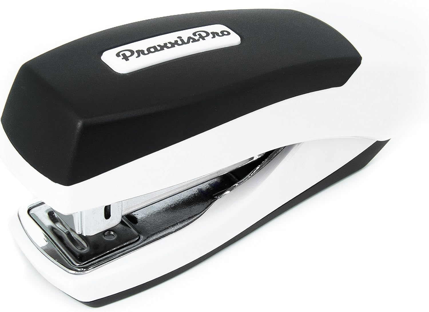 Stapler Half-strip Desk Stapler, 25 Sheet Capacity, Built-in Staple Remover, PraxxisPro Office Supplies, Ionic HS (White)