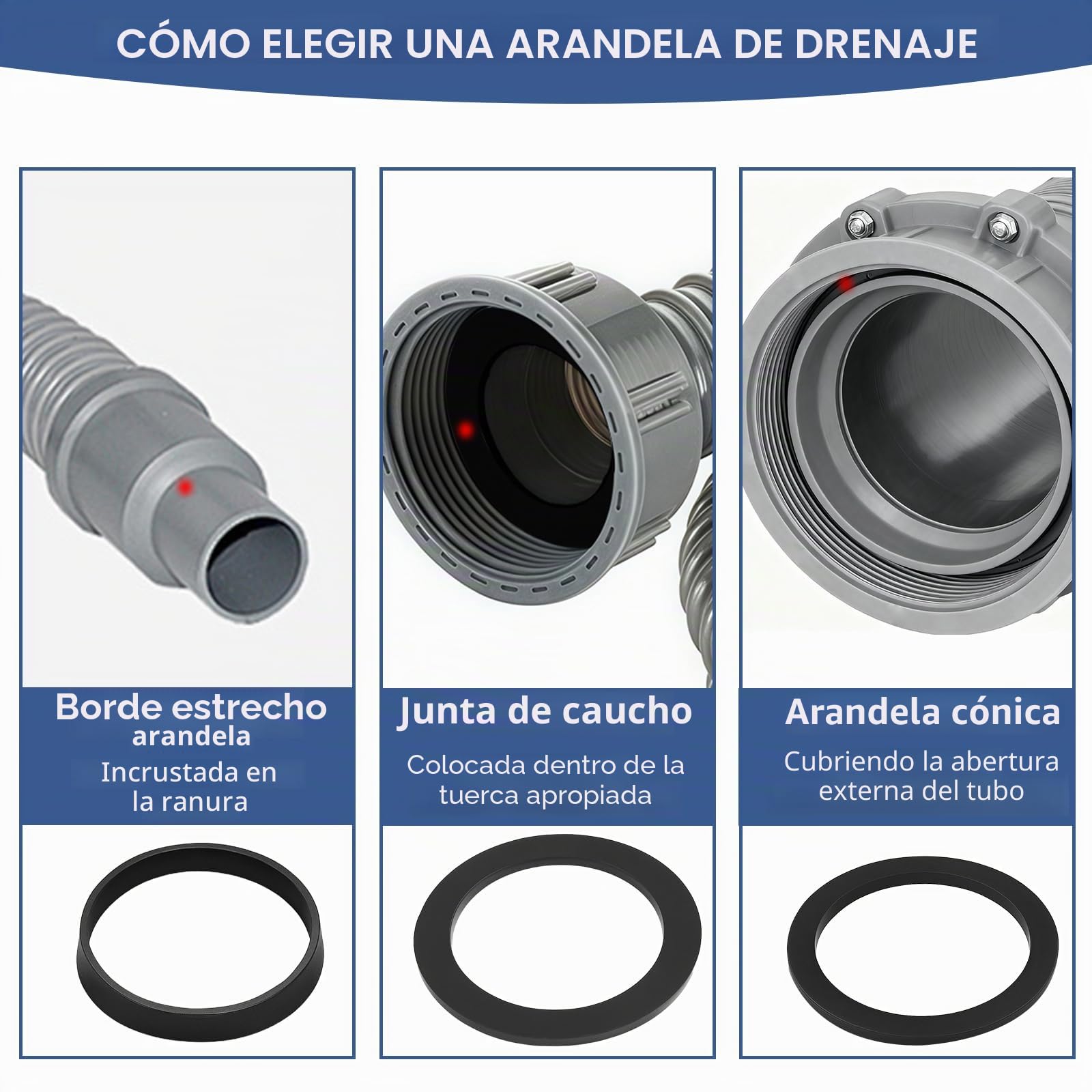 Junta Desague Fregadero 40mm 45mm 56mm 18 Piezas Juntas Planas y Cuñadas