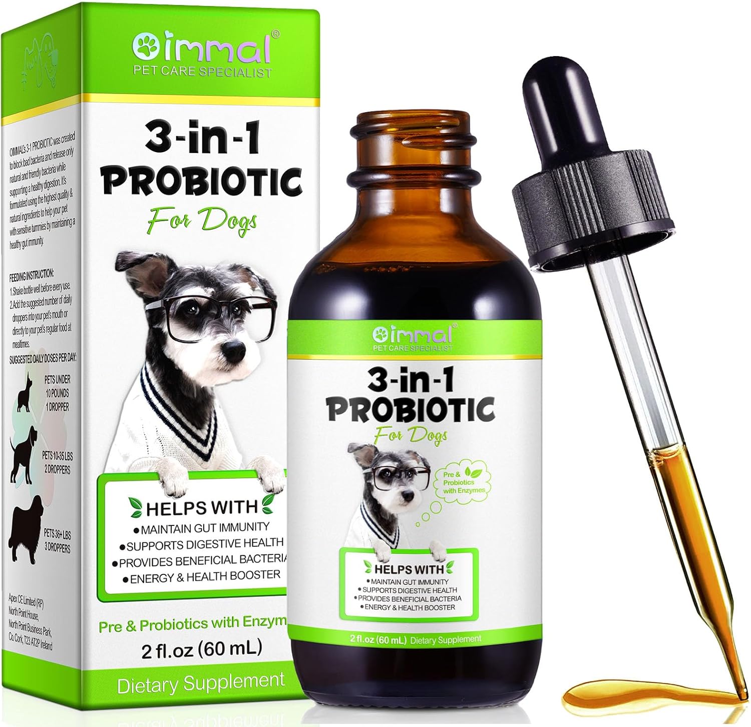 Probiotics for Dogs – Dog Probiotic for Digestive & Gut Health, 3-IN-1 Liquid Probiotics Supplements Fast Acting for Constipation, Diarrhea and Gas with Prebiotic & Digestive Enzymes