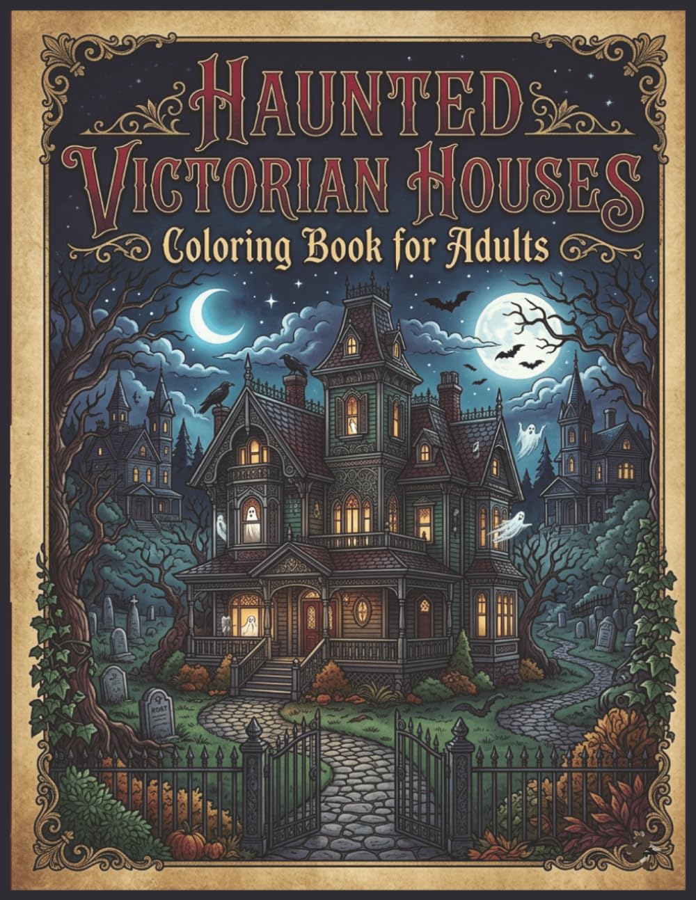 Haunted Victorian Houses Coloring Book for Adults 60 Gothic Grayscale Illustrations: A Dark Eerie Experience Filled with Abandoned Houses Creepy Details and Atmospheric Scenes (Gothic Coloring Books)