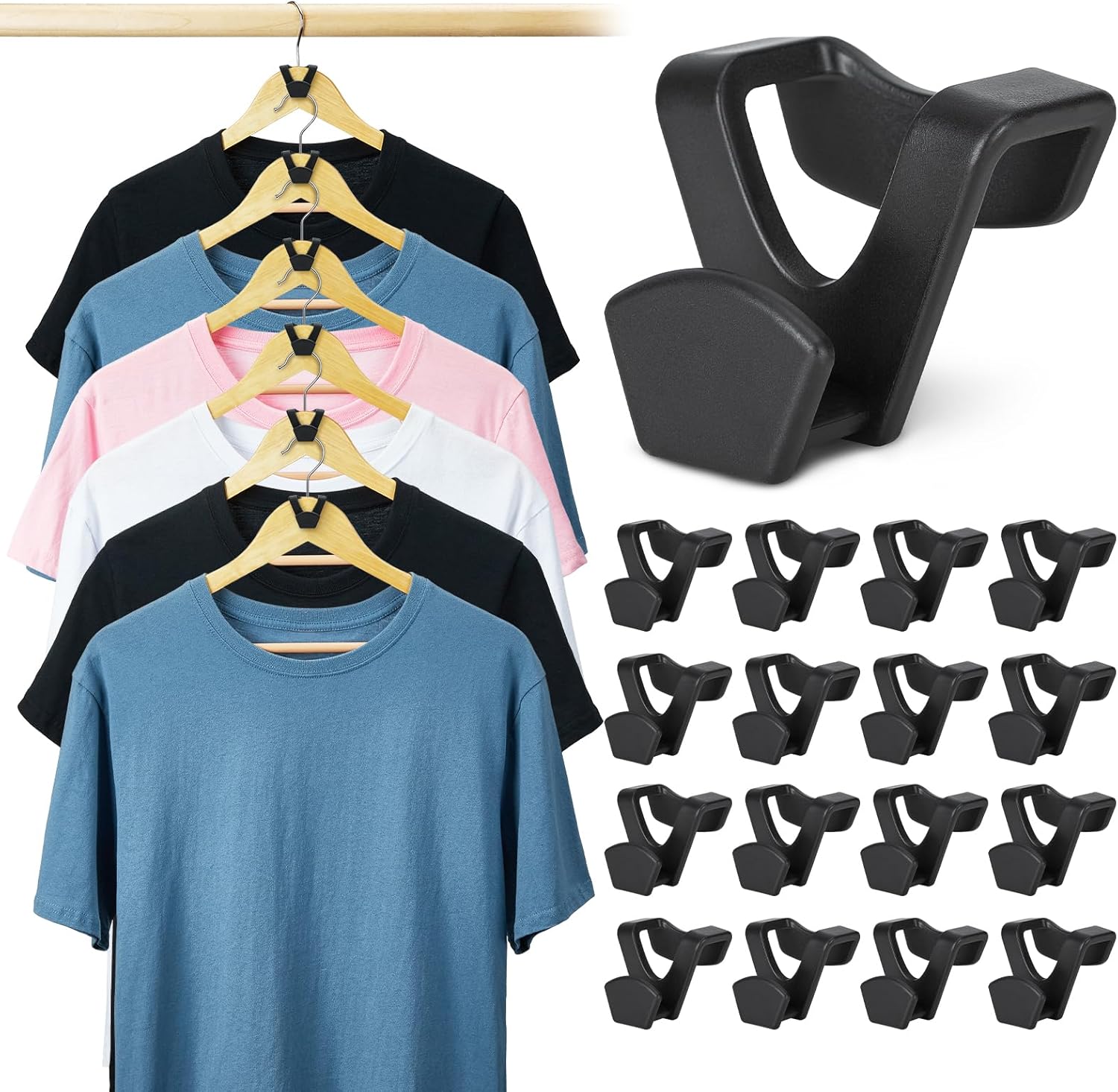 Smartor Clothes Hanger Connector Hooks 120 Pack, Closet Storage and Organization as Hangers Space Saving, Hanger Add on Hook as Closet Organizer, Stacking Hangers, Cascading Space Saver, Black Black Pack of 120