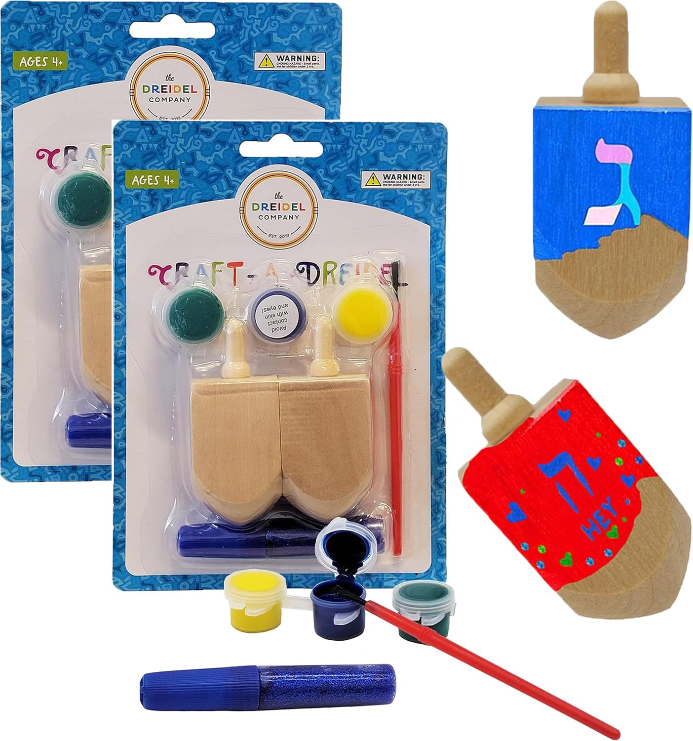 The Dreidel Company Craft-A-Dreidel, Create Your own Custom Dreidel, Fun and Educational, 4 Dreidels