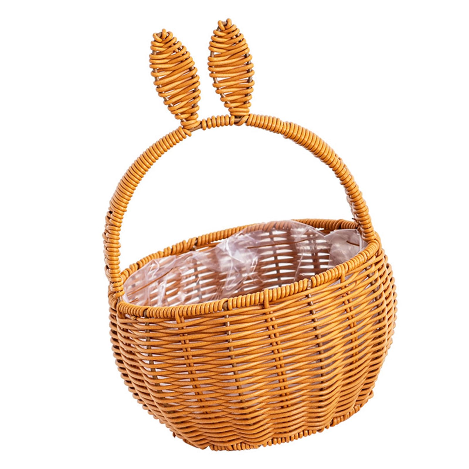 Portable Handwoven Basket with Lovely Rabbits Ear Elegant Storage Bin Great for Picnics and Family Gatherings Stylish Storage Basket