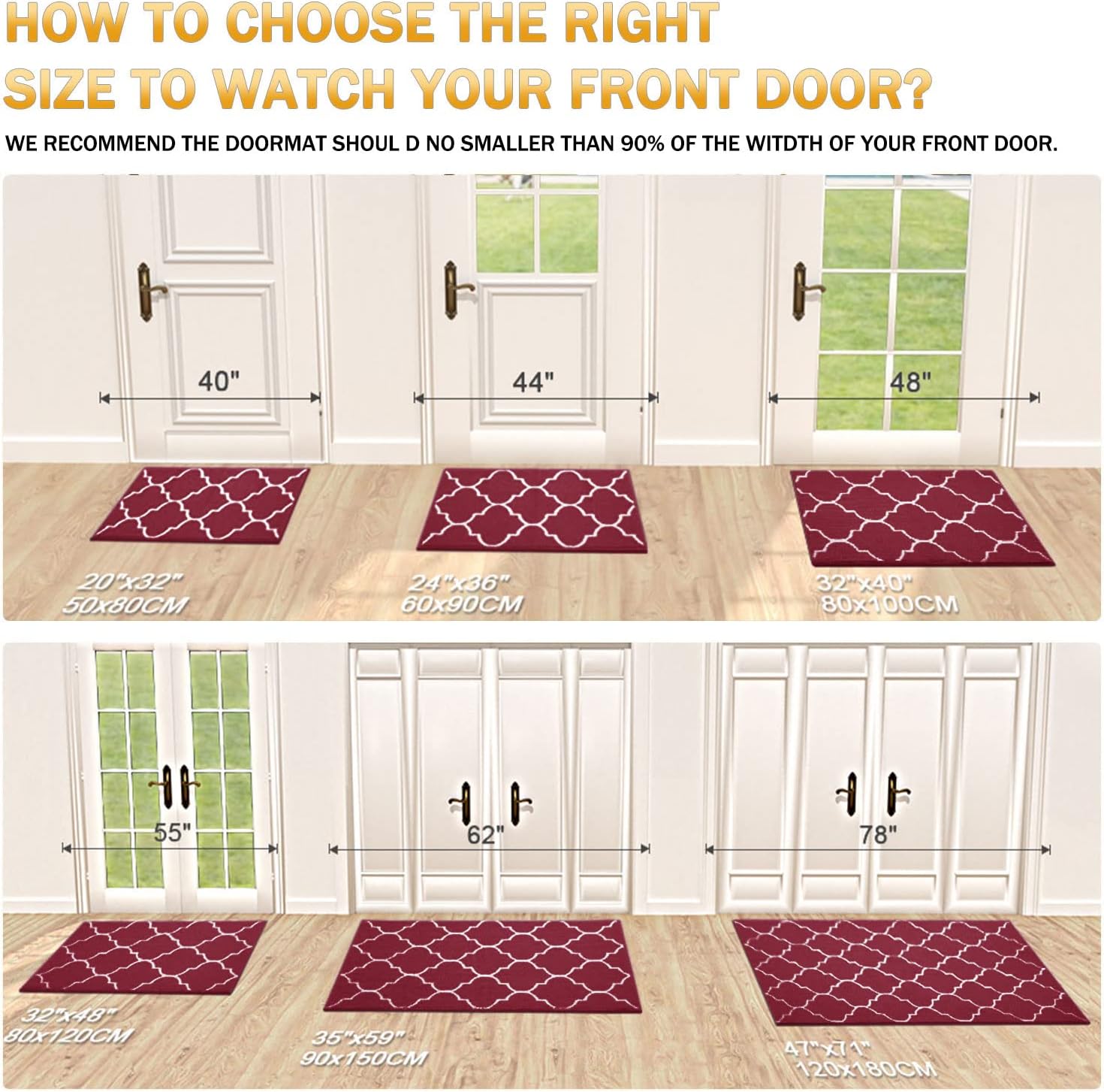 OLANLY Indoor Door Mat, 32x20, Non-Slip Absorbent Resist Dirt Entrance Mat, Washable Low-Profile Inside Floor Doormats for Entryway, Red - Image 8