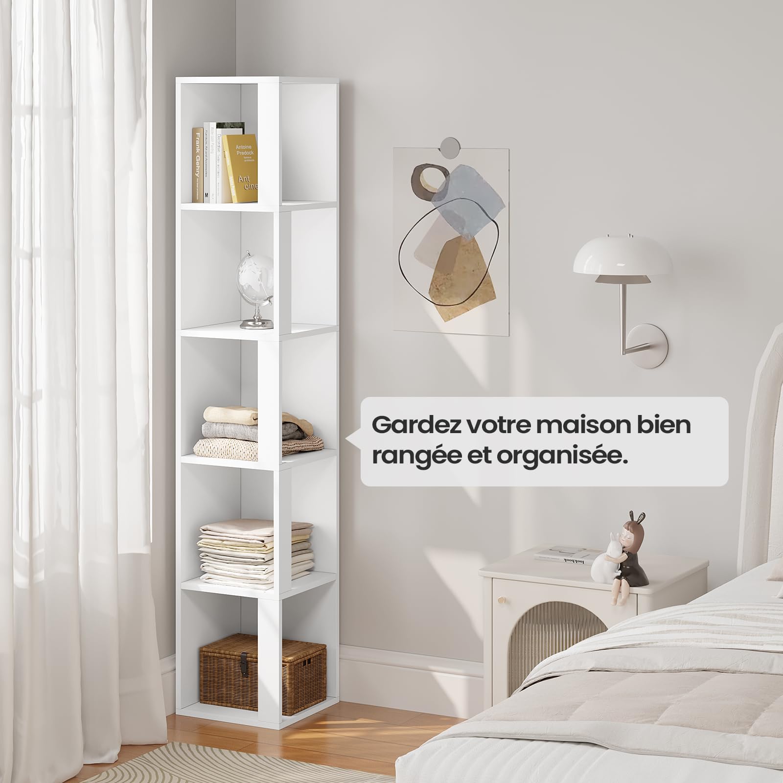 eSituro Bibliothèque d'angle 5 Niveaux Blanc