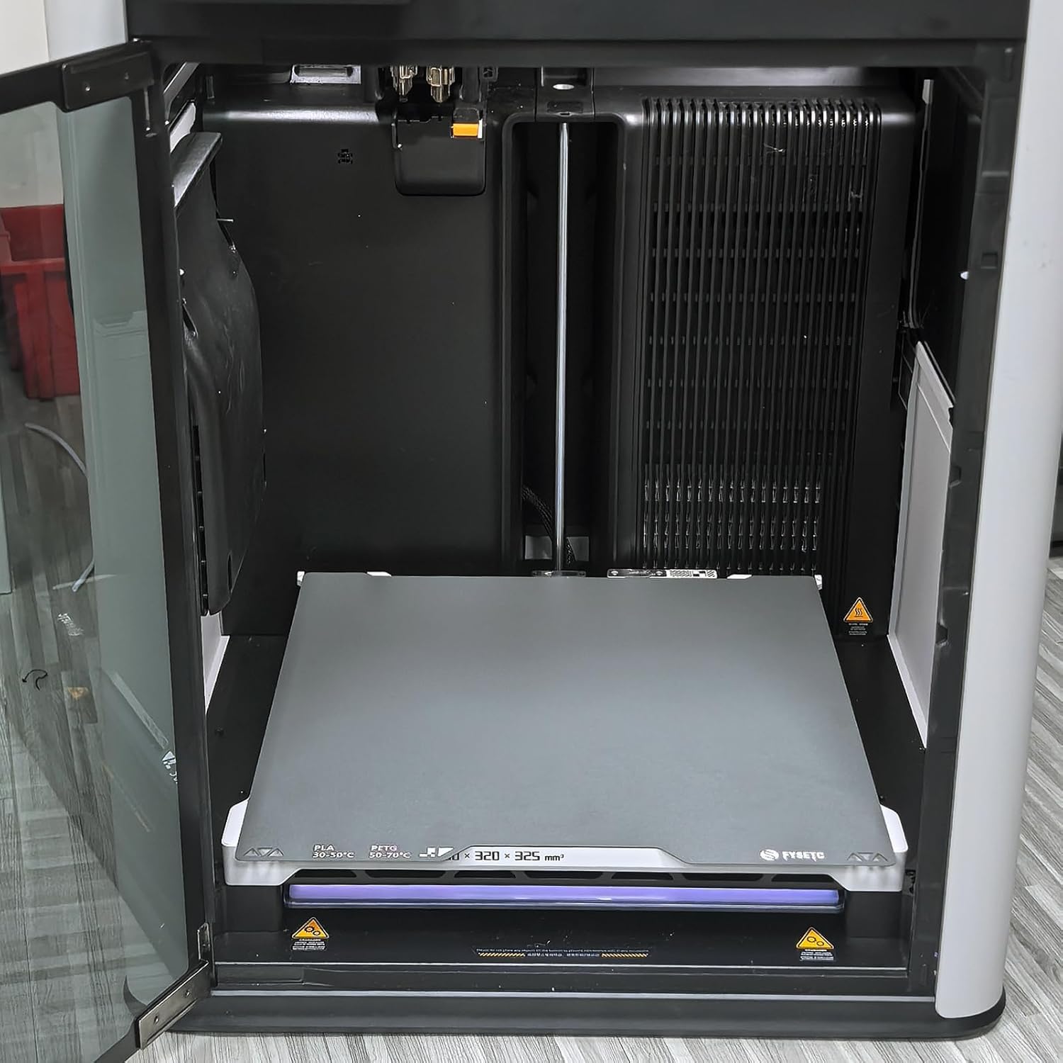 Plateforme d'impression 3D CryoNix 355 x 346 mm Plaque froide pour BambuoLab H2D : double face texturée, amovible et flexible, en tôle d'acier à ressort gris - Prise en charge de l'impression à basse