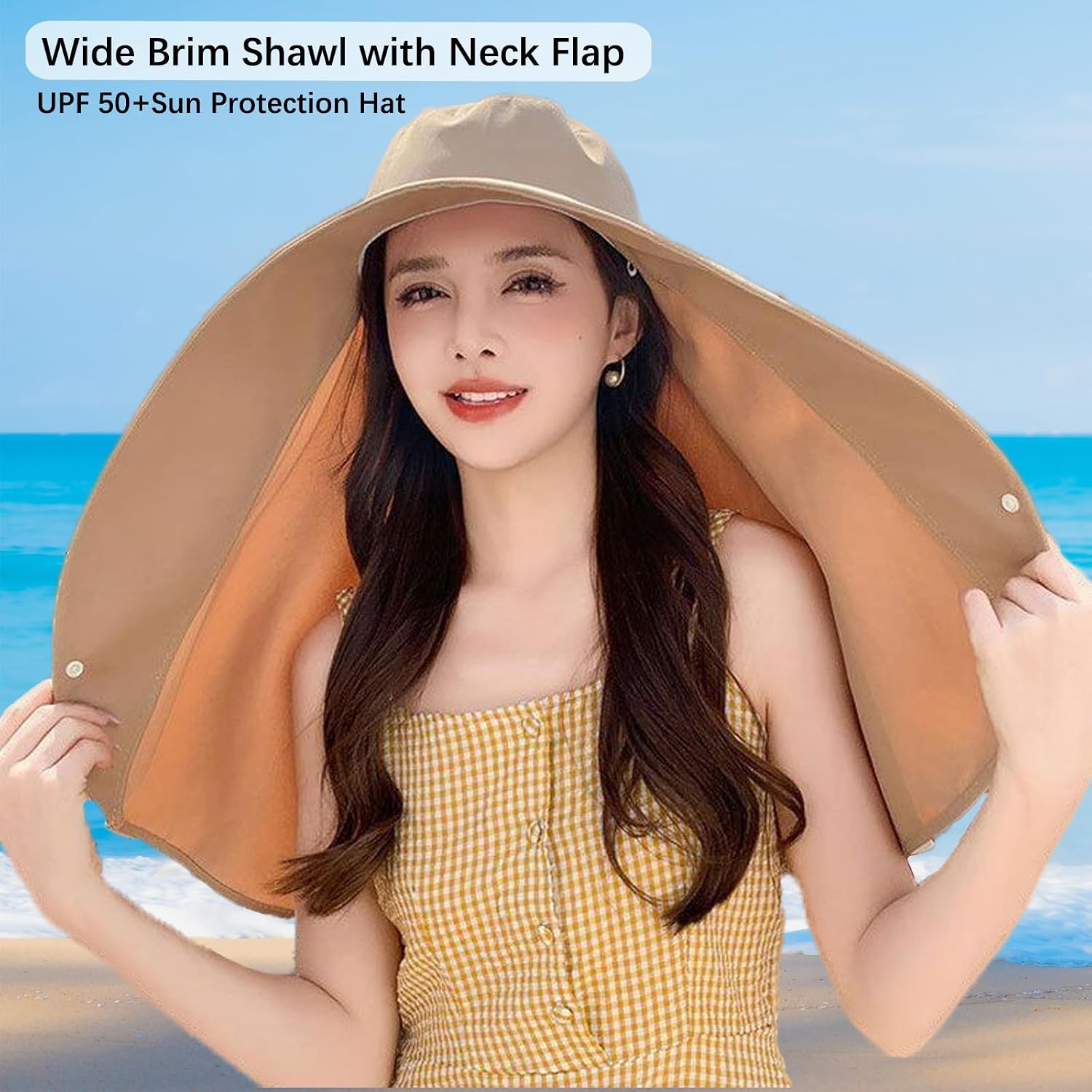 Sun Hats for Women Sun Protection,Wide Brim Cap with Large Neck Flap,Women Hiking Fishing Sun Hat,UPF 50+ Sun Protection Cap