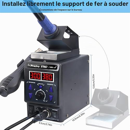 Preciva 2 en 1 Station de Soudage et de Fer à Souder à Air Chaud, Stations de Fer à Souder avec ℉/℃, D'air Froid/Chaud, Correction de Température Numérique et Fonction de Veille(EUR) - 5