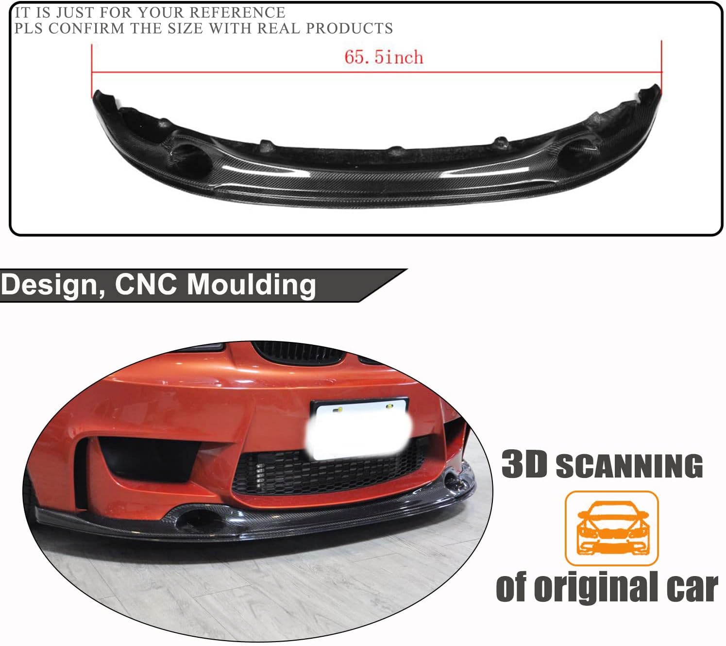 Carbon Fiber Front Bumper Lip Compatible with BMW 1 Series E82 1M Coupe 2011-2018 Chin Spoiler Splitter Protector Add-on Factory Outlet