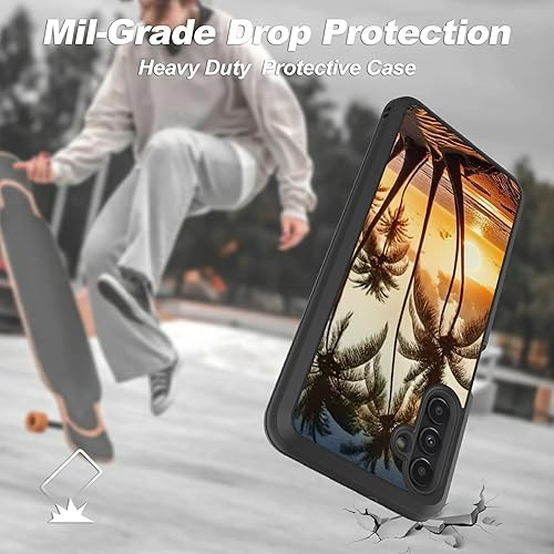 Miniatura 4 de Funda para Samsung Galaxy A13 5G con diseño de árbol de coco de playa, doble capa, híbrida, resistente, a prueba de golpes, policarbonato duro +