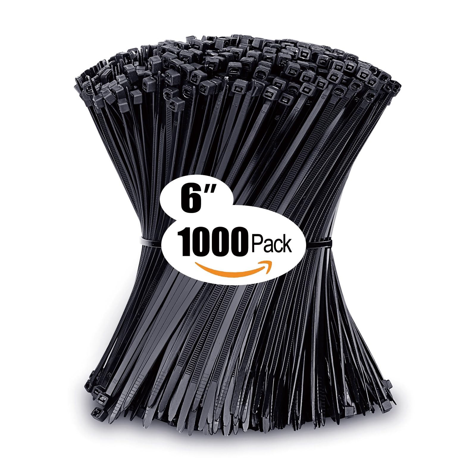 Zip Ties 6 inch with 25 lb Tensile Strength, Black Cable ties, 1000 Pack, ANOSON