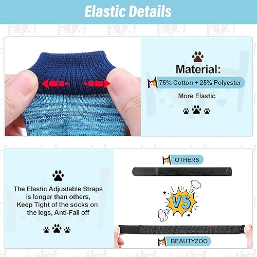 Miniatura 3 de BEAUTYZOO Calcetines antideslizantes para perros pequeños, medianos y grandes, protector de patas con agarres para suelos de madera dura, pavimento