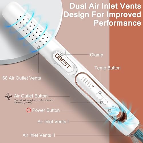 Miniatura 5 de OBEST Plancha rizadora de flujo de aire de 360, alisador de cabello 2 en 1, plancha plana de cerámica, rizador de viaje, calentamiento rápido PTC