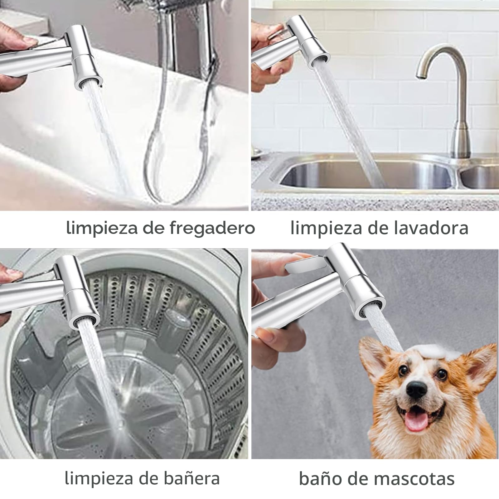 Juego de ducha de mano de acero inoxidable para bidé, accesorio de bidé con dispensador de grifo, gancho para manguera de muelle, dispensador de grifo, higiene del baño y limpieza de pañales
