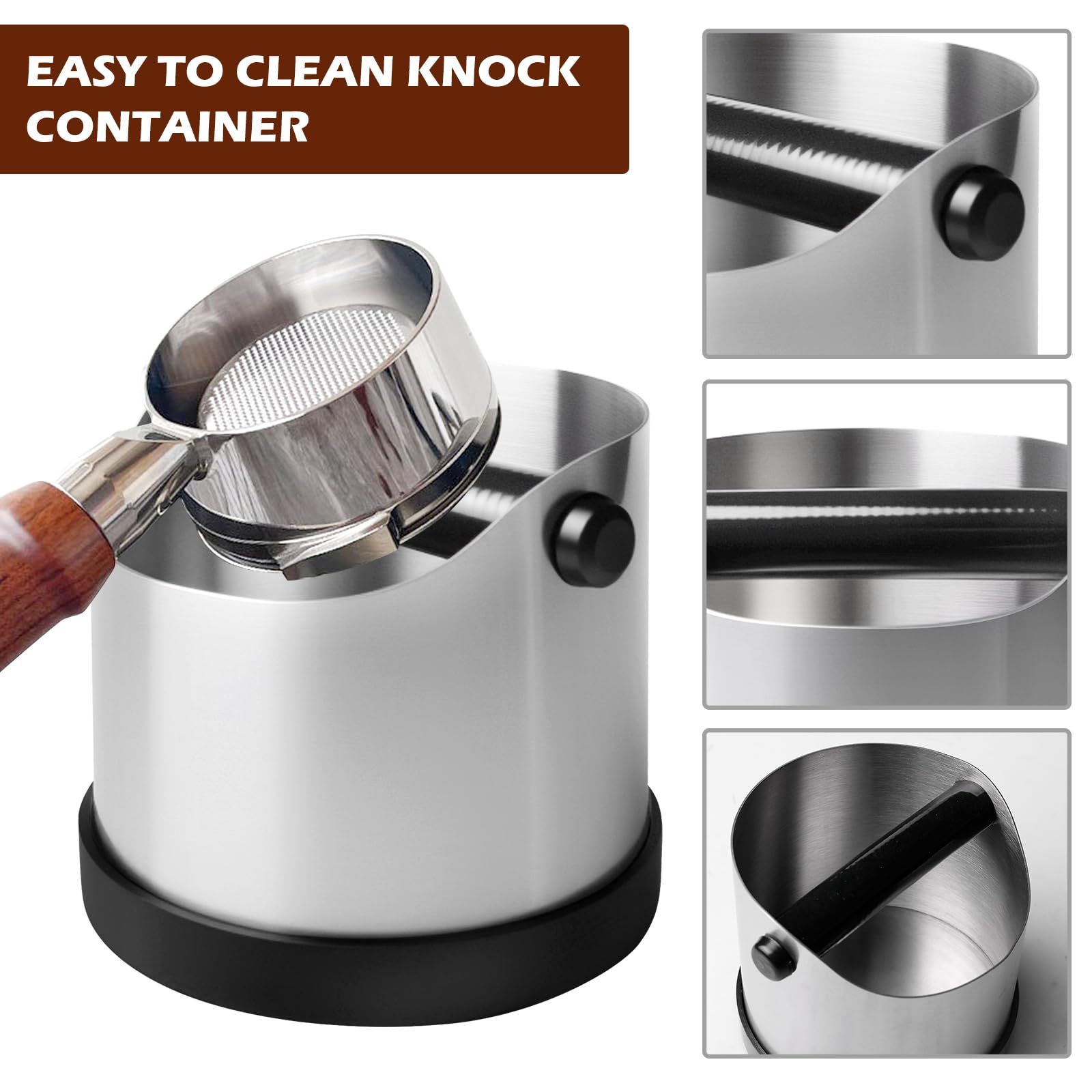 PORFOYO Contenitore per colino, contenitore per caffè in acciaio inox, con fondo antiscivolo, per raccogliere e riciclare