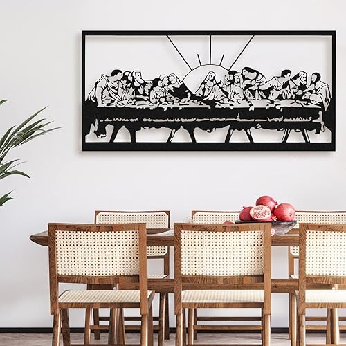 Decoración de pared de la última cena para comedor, decoración de pared de la última cena, arte de línea de Jesús, decoración cristiana del hogar,