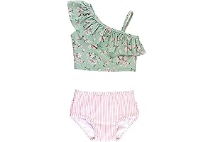 RuffleButts Baby/Toddler Girls' No More Milk Tea Cropped Tankini Swimsuits