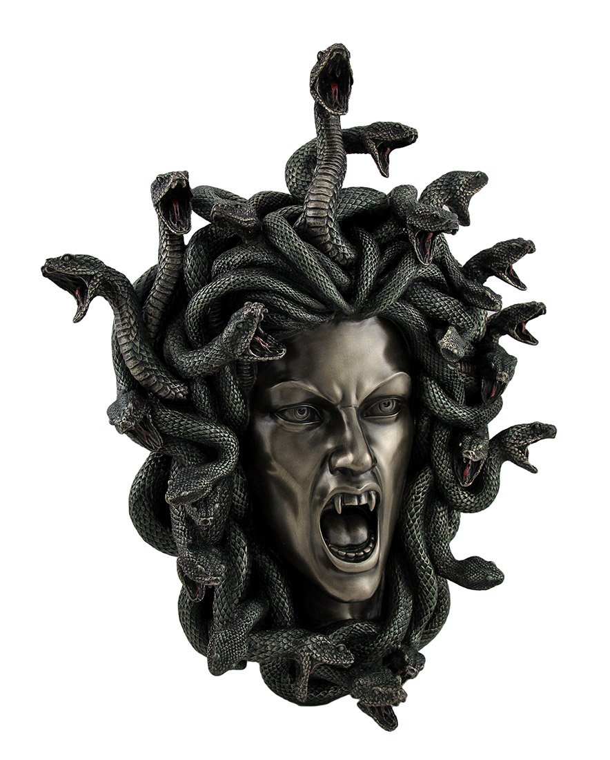 JFSM INC. VERONESE Head of Medusa the Greek Gorgon Serpent Bronze Finish Statue