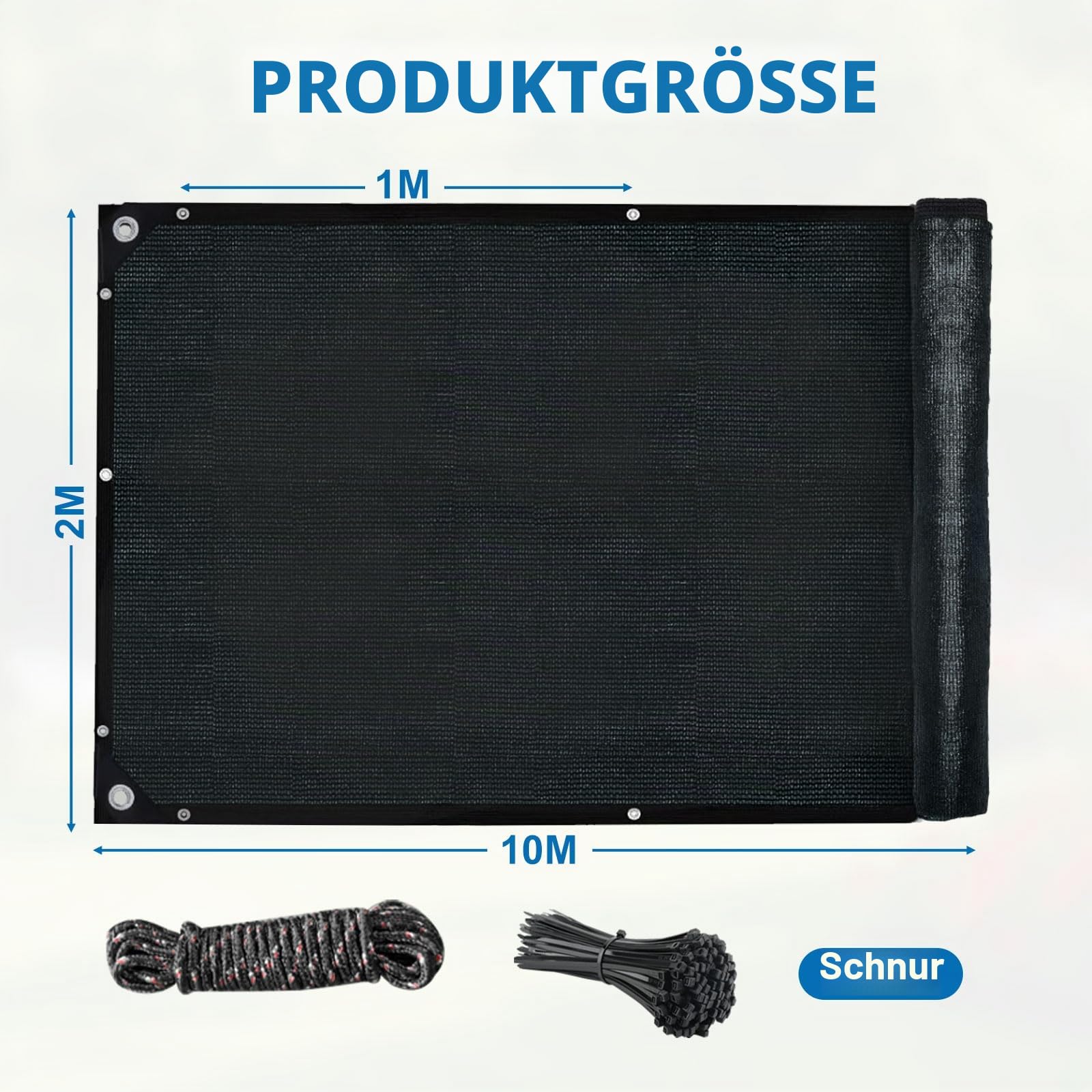 2 x 10m Garten Schattierungsnetz Schattiernetz, Schattennetz mit Ösen 95% UV-Beständiges, für Garten Pflanze Gewächshaus Scheune Außen Hof Dach Kühlung