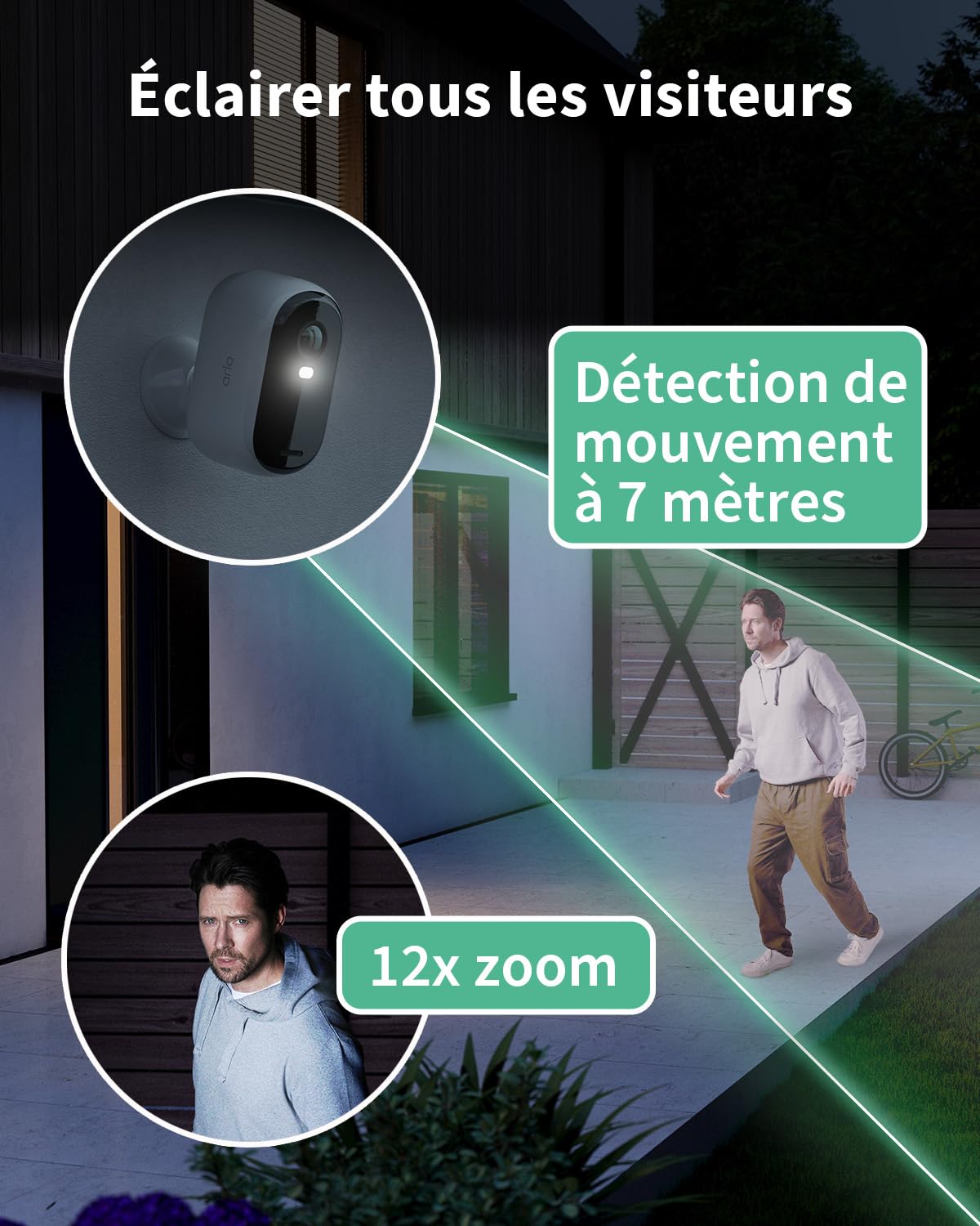 ARLO Essential 2 FHD, Caméra de Surveillance WiFi Extérieure sans Fil, Détection par IA, Vision Nocturne Couleur, Audio bidirectionnel, Compatible avec Alexa, Essai Secure Inclus, 2 Caméras