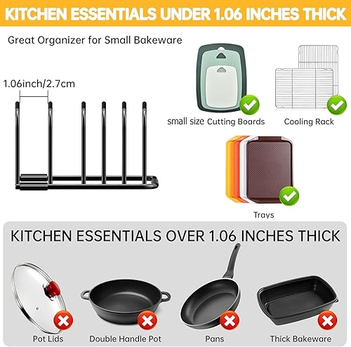 Vista 3 de Estante organizador de tabla de cortar de cocina, soporte de almacenamiento de 5 ranuras para tablas, utensilios para hornear, hojas de galletas