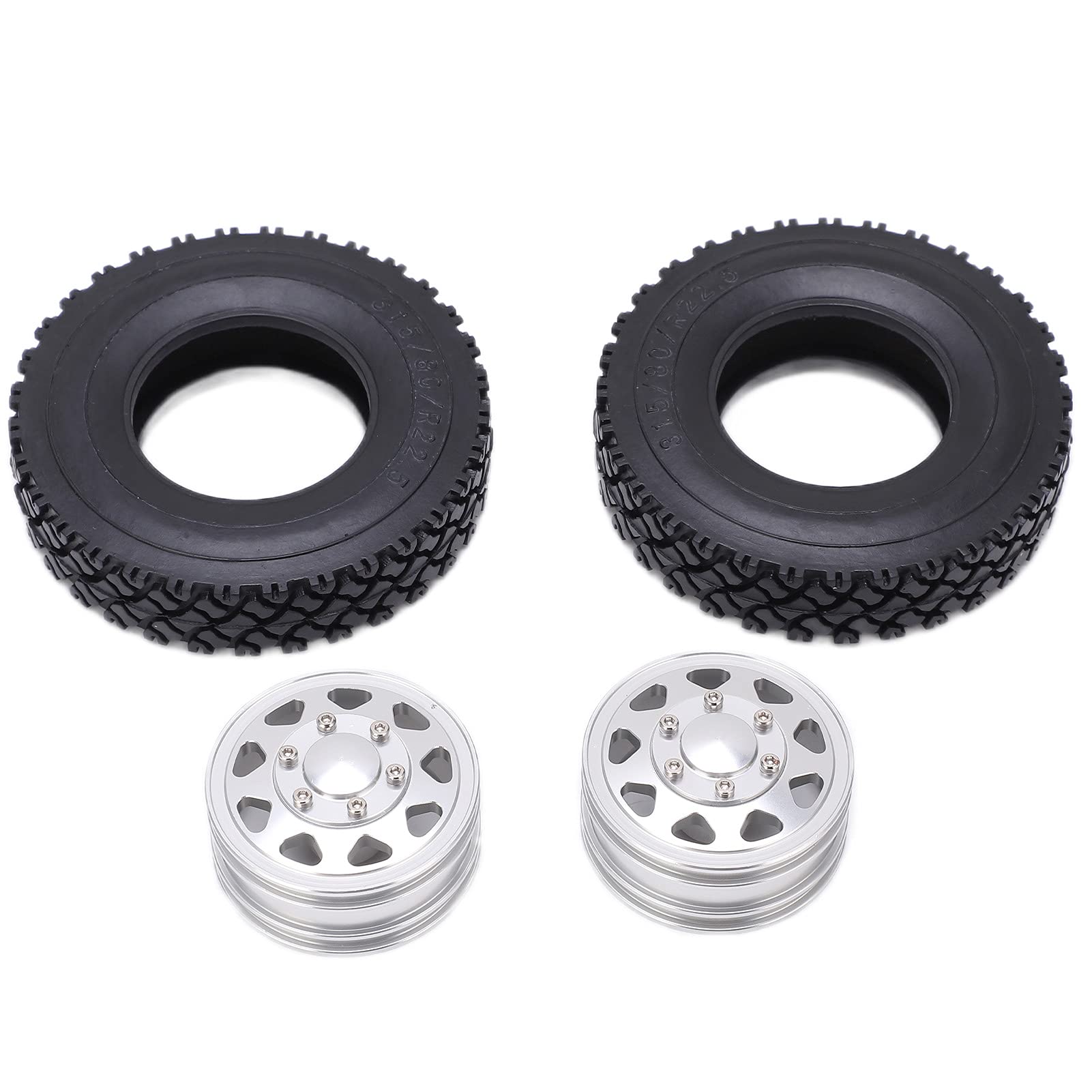 Metalllegierung Vorderradnabe Gummireifen RC Anhänger Traktor LKW Autozubehör (Silver)