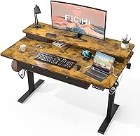 FiCiHi 55x30 Electric Standing Desk with 4 Drawers, Adjustable Height Sit-Stand, Monitor Riser, USB Ports, 3 Presets - Home Office Workstation