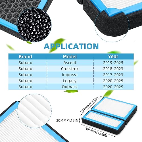 Miniatura 2 de Filtro de aire de cabina compatible con Crosstrek Ascent Impreza Legacy Outback OEM reemplaza los filtros de cabina de CA #CF12436 para automóvil