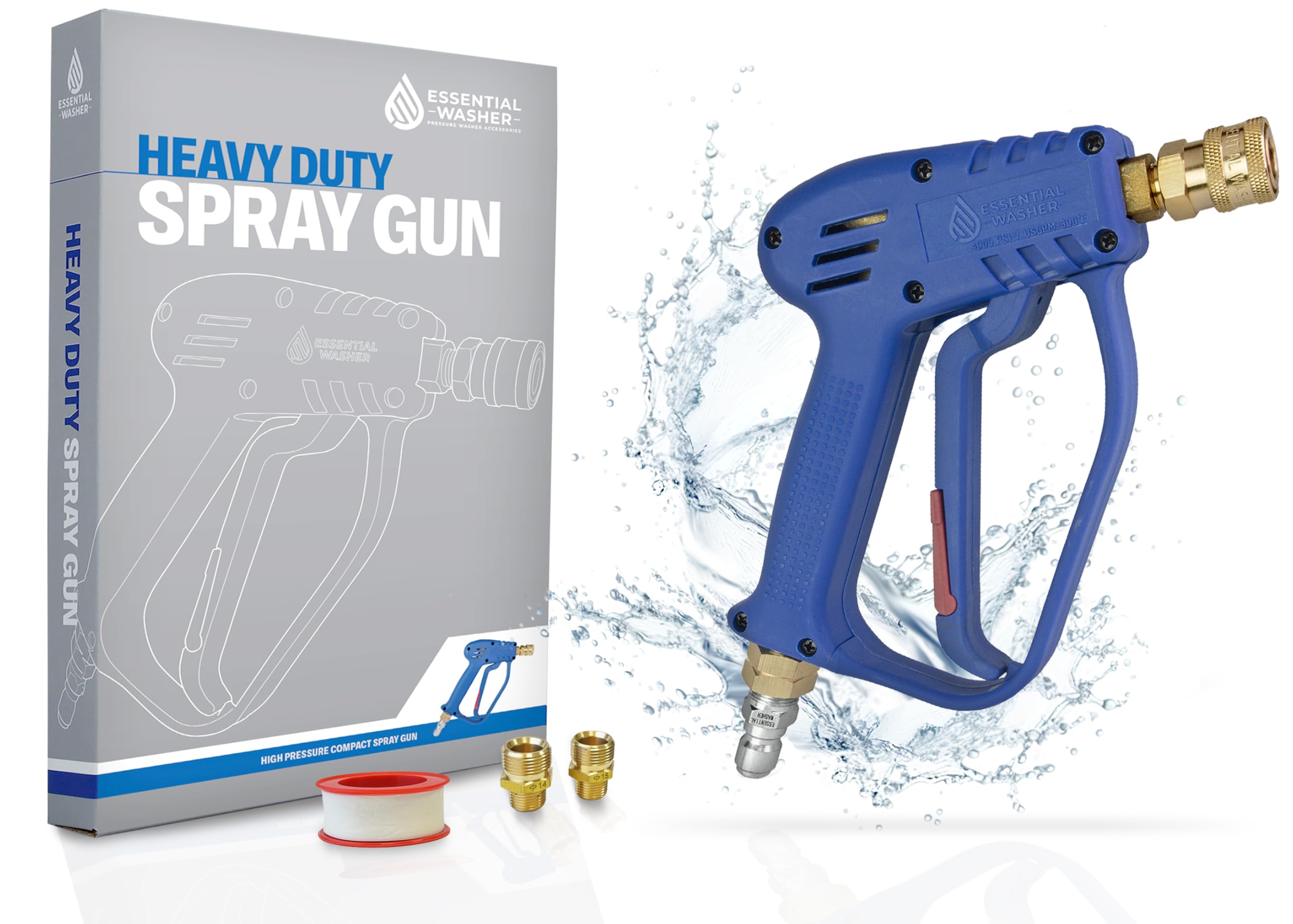 Short Pressure Washer Gun with M22 Adaptors - Perfect Power Washer Gun Replacement