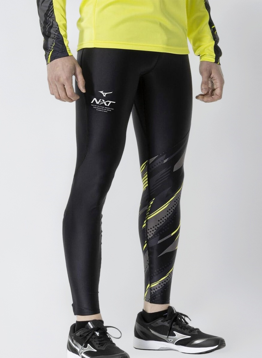 Mizuno トレーニングタイツ ネイビー/イエロー　Lサイズ　高機能 Mizuno トレーニングタイツ ネイビー/イエロー Lサイズ 高機能 Mizuno