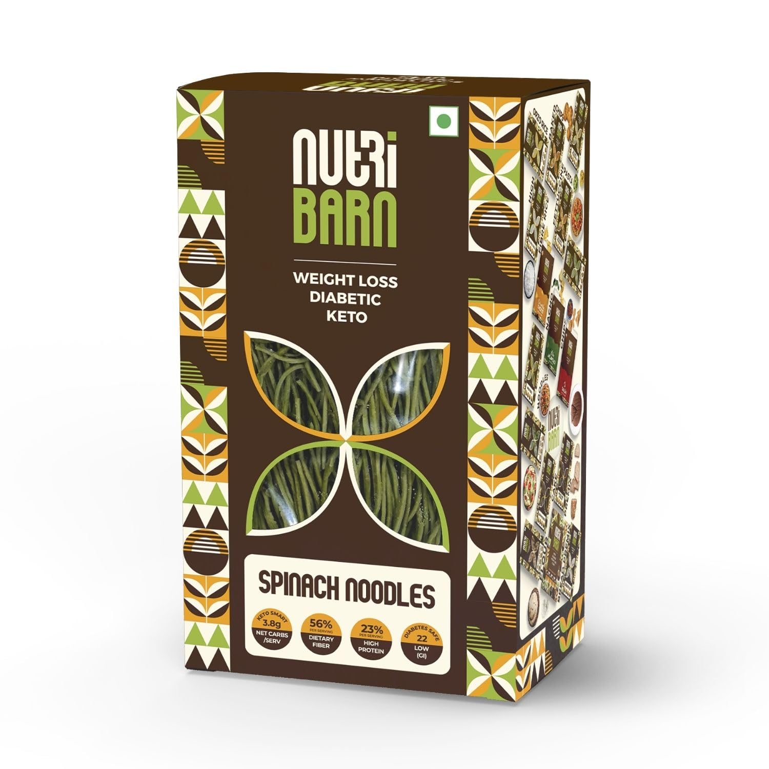 Nutribarn Keto Spinach Noodles Spaghetti, 200 Gms (Pack of 2), 3.8g Net Carb & 23% High Protein/Serving, Identical to Regular Noodles, Low Carb, High Fibre, Low GI, Keto Diet, Diabetic Friendly (B09B2SBL9J) Amazon Price History, Amazon Price Tracker