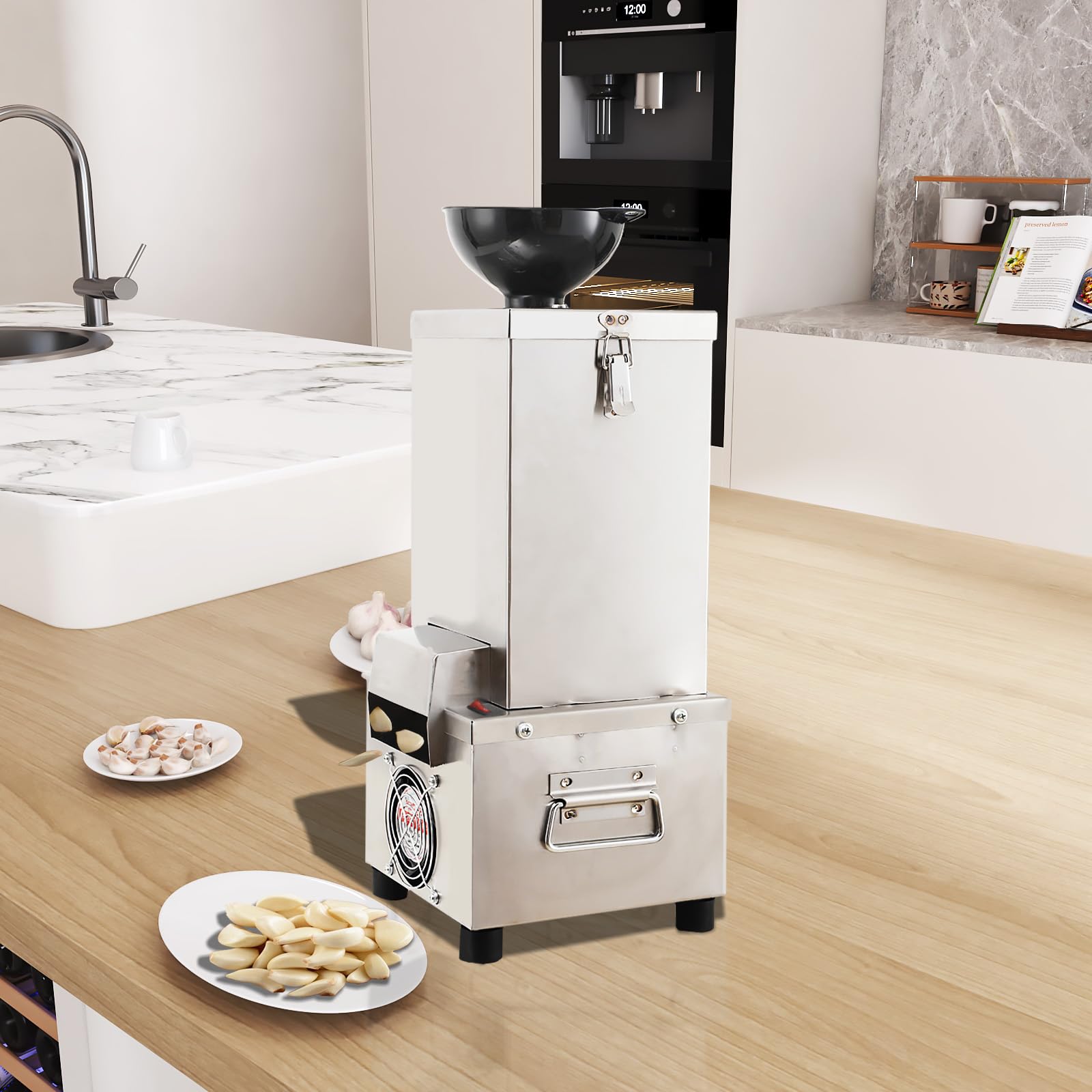 EODSAD Commercial Garlic Peeler Machine 44Pound/H Automatic Electric Garlic Peeling Full Stainless Steel 200W High Power for Household and Commercial 110V US Plug