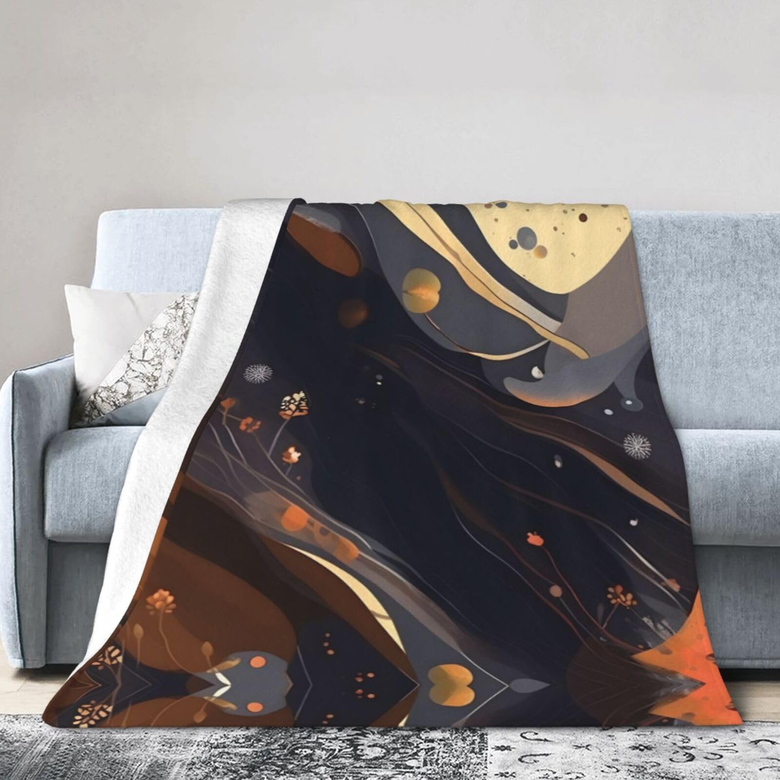 Dark Medium 60"x50" Fleece Blanket, Full Size, Super Soft, Suitable for Bed, Sofa, Camping, All Seasons