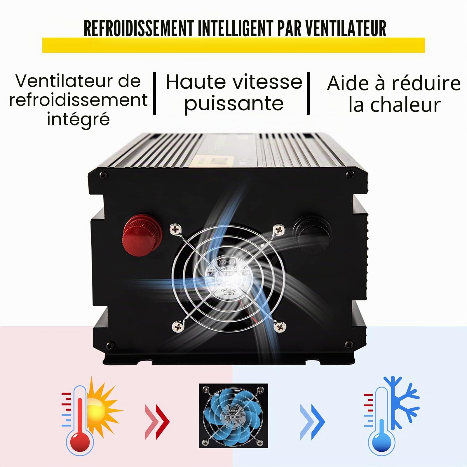 VEVOR Onduleur à Onde Sinusoïdale Modifiée, 2000 W DC 24 V à AC 240 V Onduleur en Alliage d'Aluminium avec Télécommande, Transformateur de Tension pour Appareil Électriques Voiture Ordinateur
