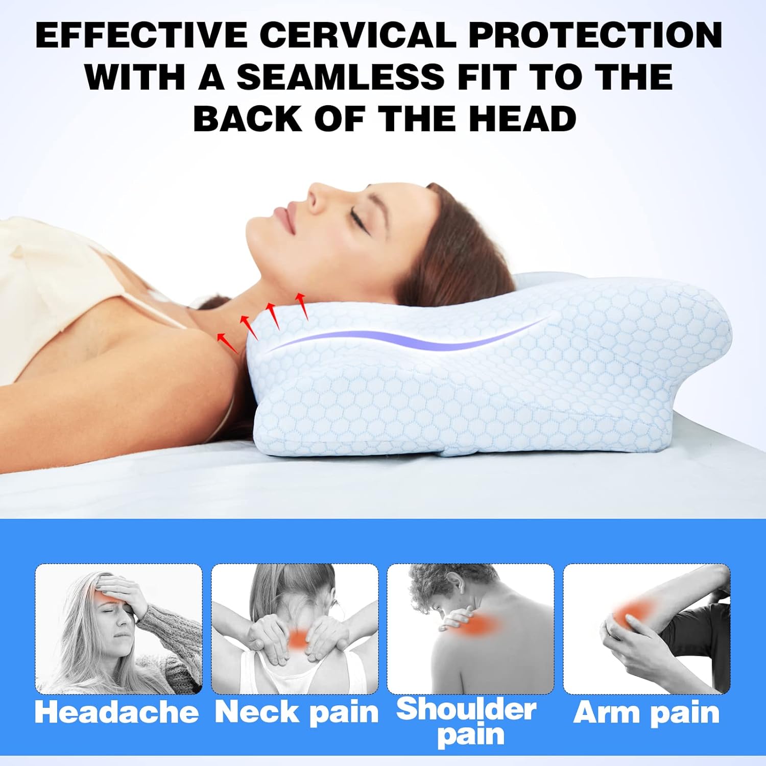 MIETA Cervical Memory Foam Pillow, Neck Pillows for Pain Relief Sleeping, Ergonomic Orthopedic Sleeping Neck Contoured Support Pillow for Side,Back, Stomach Sleepers…