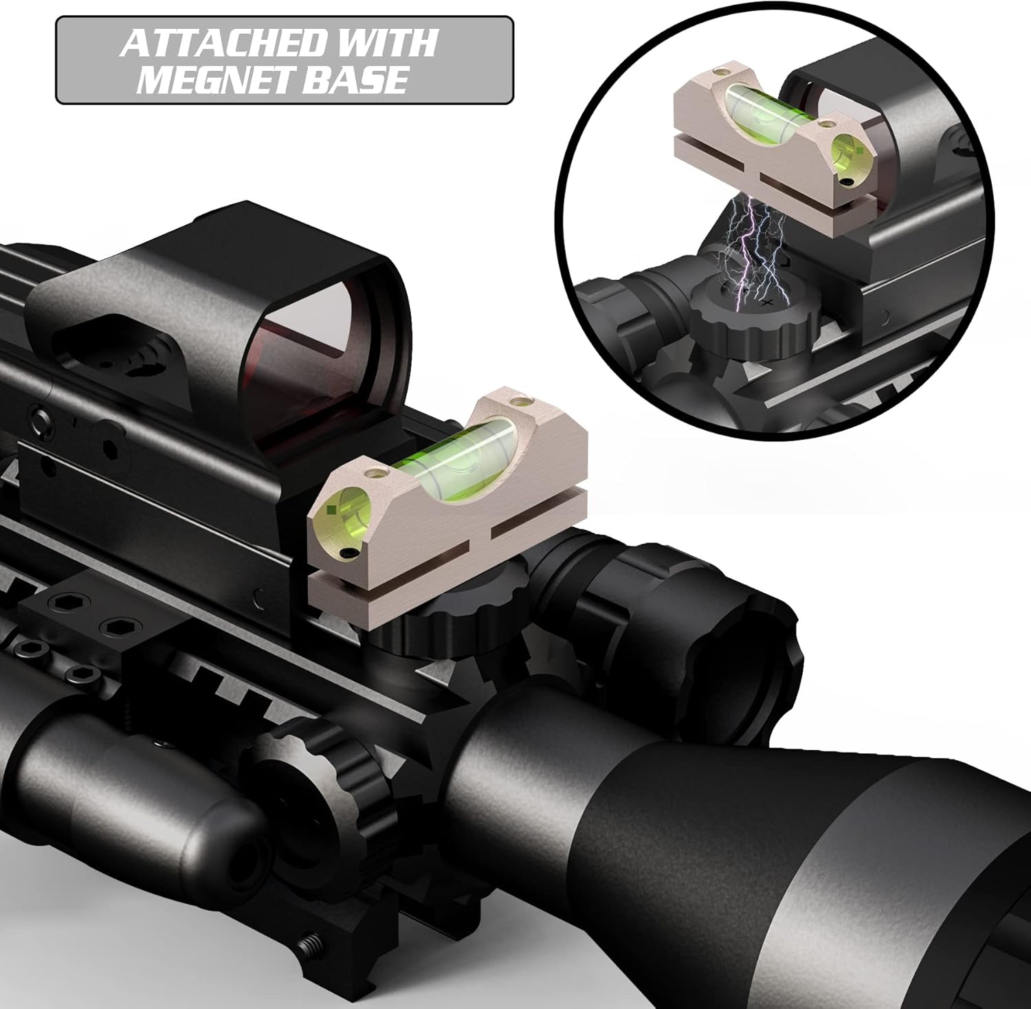 KNINE OUTDOORS Scope Leveling Tool Scope Mounting Level Universal and Professional Tool with Heavy-Duty Designed and Stored in Case for Maintenance, Black Silver Rich Gold