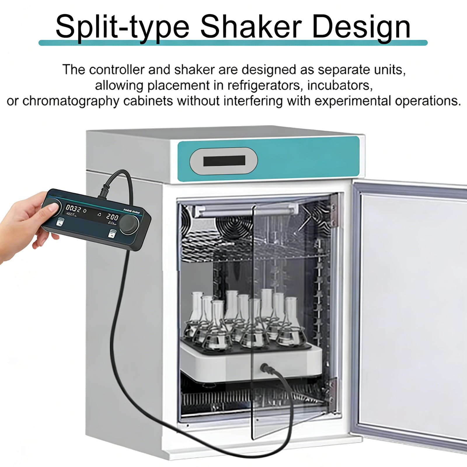 Digitaler Orbital-Shaker-Mixer, geteilte Laborausrüstung, 320 mm Tablett für 250 ml/100 ml Flaschen, 40–200 U/min, Timer 1 min – 23 h 59 min für experimentelle Forschung