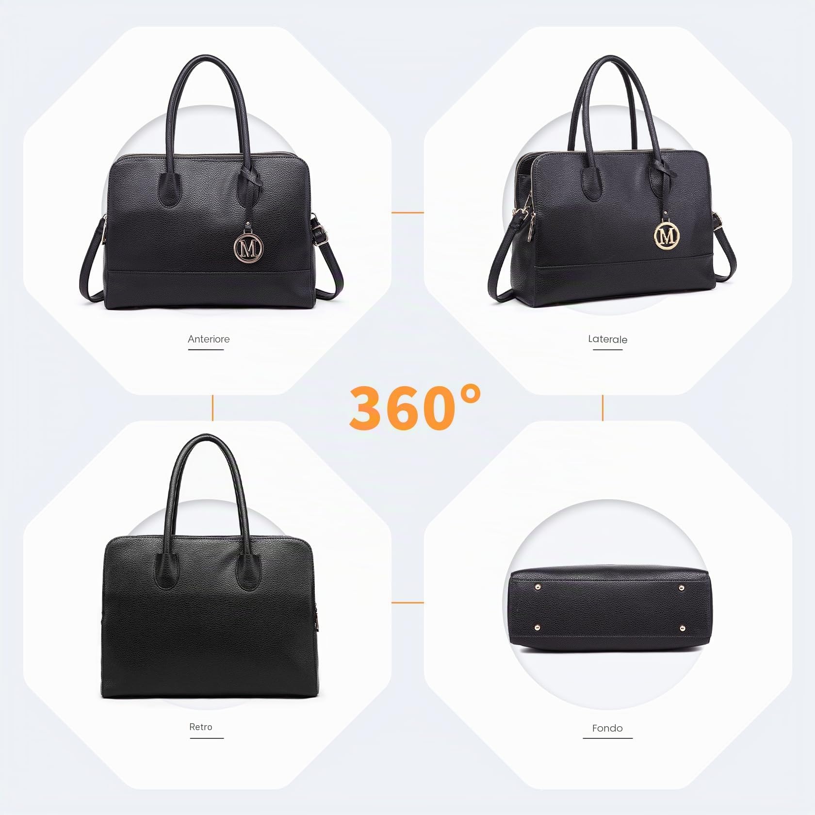 Miss Lulu Borsa Lavoro Donna Grande, Porta PC 13 Pollici, Borsa Università Impermeabile Tracolla Tote Pelle PU per Business Scuola Shopper