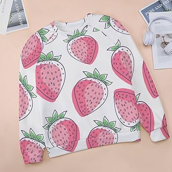 ホワイト FRESH イチゴデザイン パーカー
