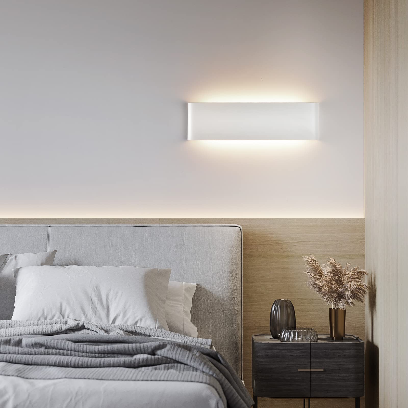 YCZM 2 Pezzi Applique da Parete Interno 18W,Lampada da Parete Interno 2160LM 31CM,Applique LED da Parete Interni 3000K Bianco Caldo,Lampada a Muro Bianco Per Soggiorno,Camera da Letto,Scale,Corridoio