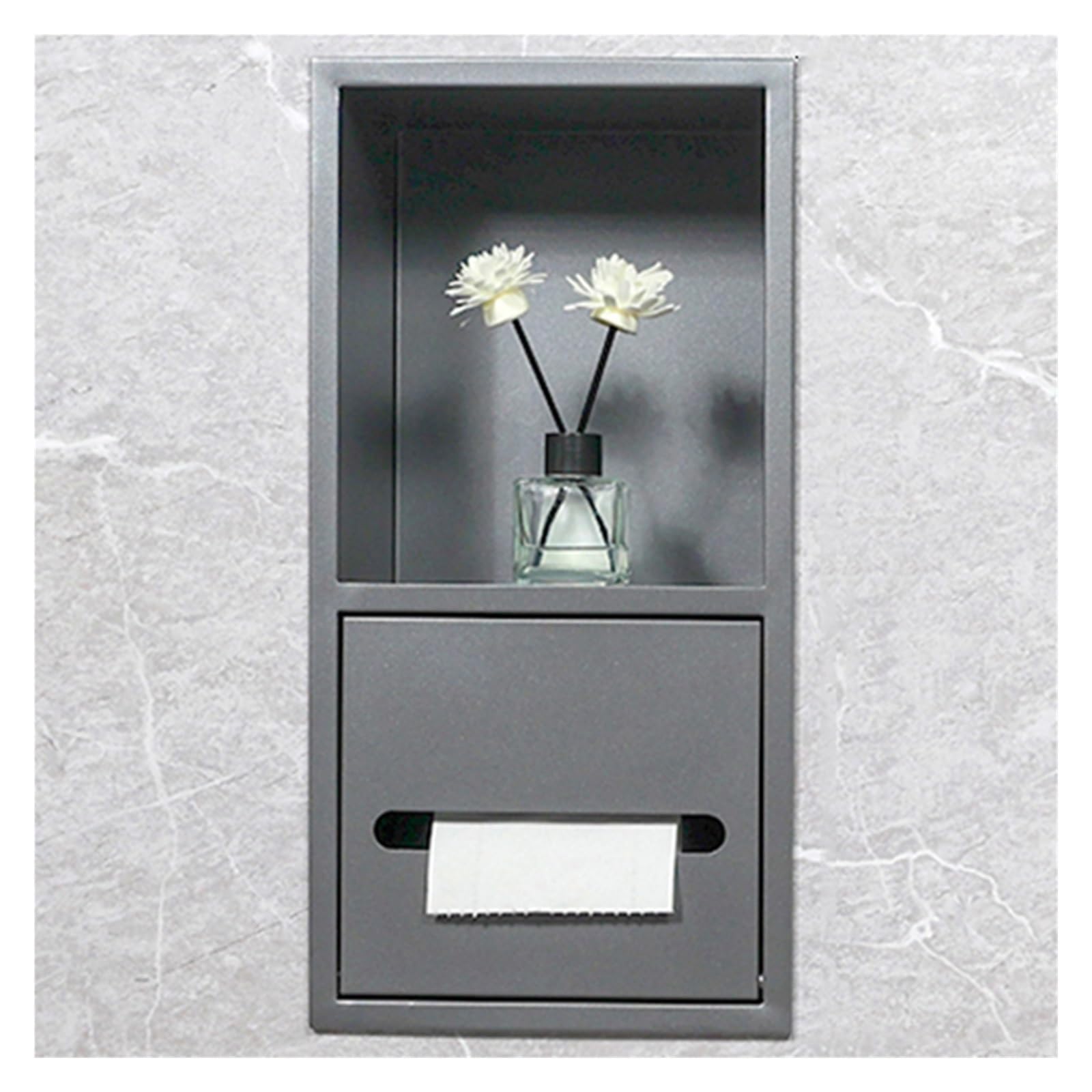 Étagère à shampooing intégrée et poubelle Garba pour douche en acier inoxydable blanc 20x40cm