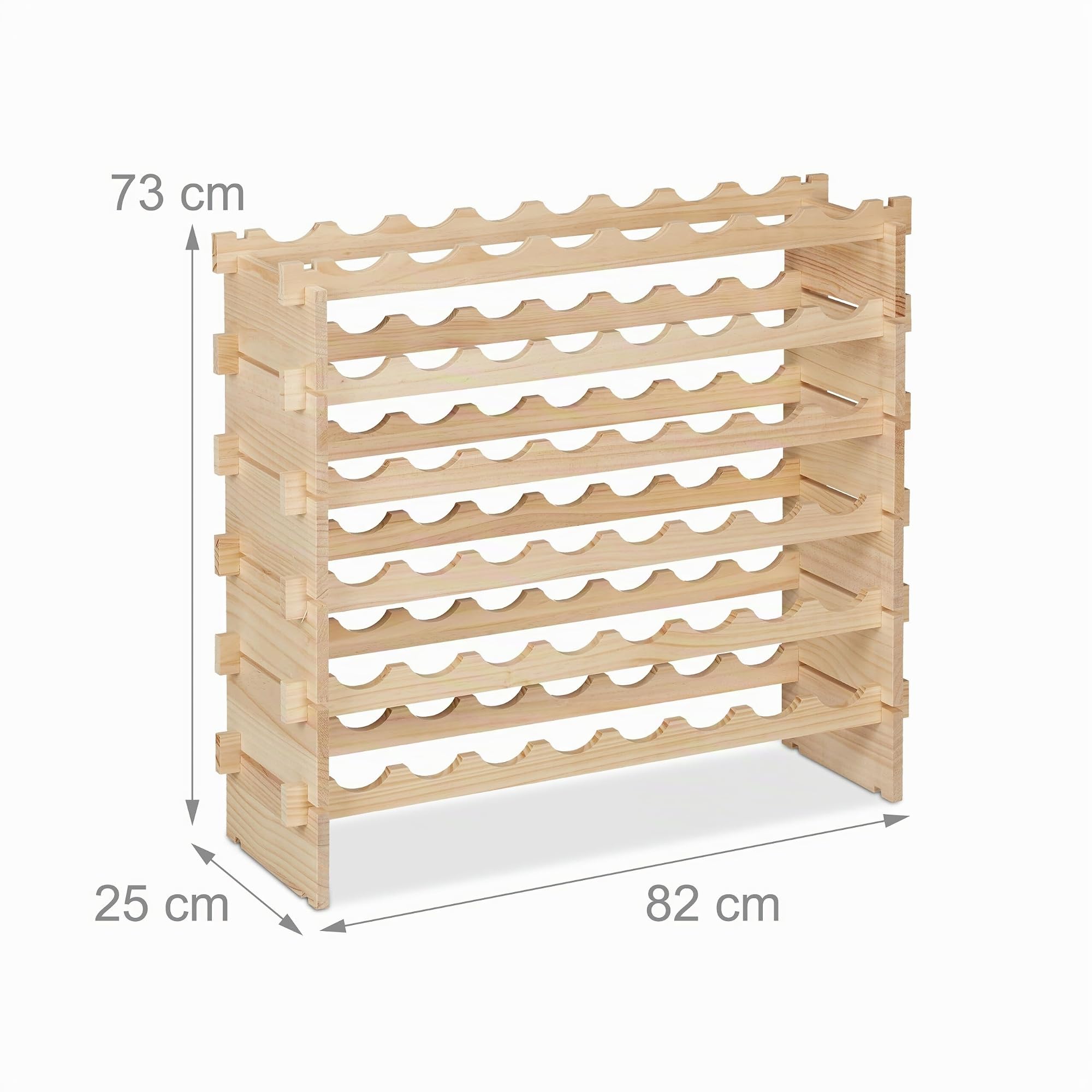 Relaxdays Cantinetta Portabottiglie, 48 Bottiglie di Vino, Disposizione Orizzontale, HLP 73x82x25 cm, in Legno, Naturale