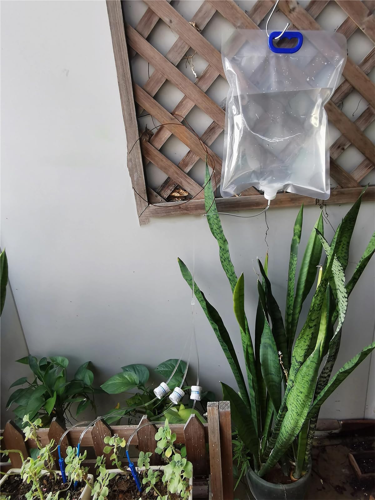 BEAUTY PLAYER 自動水やり器 植物 自動給水器 給水キャップ 水量調節可能 1つの水出口 点滴灌漑 6.5L 大容量 ウォーター バッグ s字フック付き 留守中の水やり 出張 旅行 園芸 植木鉢 観葉植物 ガーデニング 鉢植え 盆栽 野菜に適用 (6.5L、1つの水出口、緑色1個)
