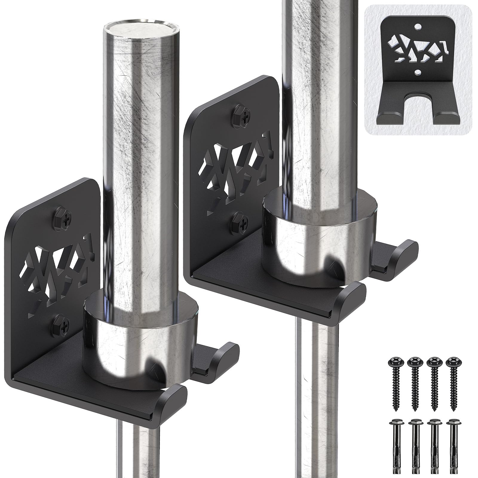 Kipika Supporto versatile per bilanciere da parete con ganci per bilancieri, può contenere barre di dimensioni inferiori a 33 mm e accessori per il fitness, salvaspazio, organizzazione della palestra