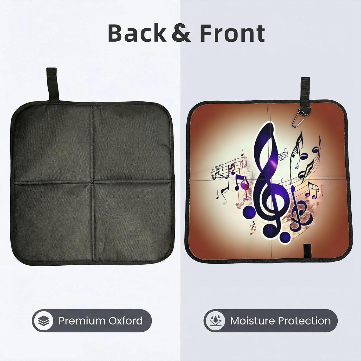 Purple Music Notes Print Compact Seat Cushion Travel Pad Folding Outdoor Sitting Mat Lightweight Waterproof image 2