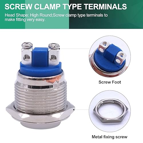 Miniatura 10 de Twidec Interruptor de botón superior elevado momentáneo de 3A12250V SPST 1NO para modificación de coche (garantía de calidad durante 1 año) M-19-BK-G