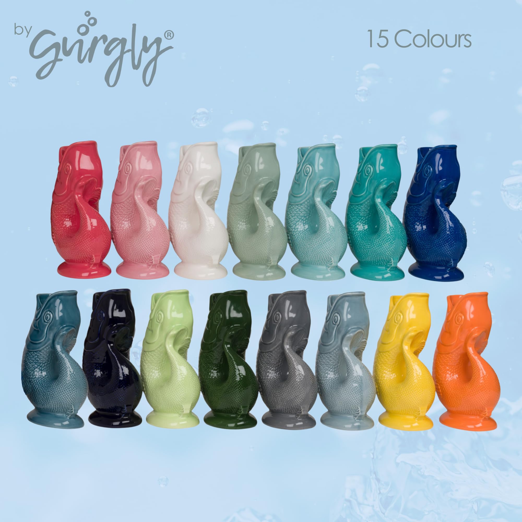 Gurgly Iconische IJsvogel Glug Kruik Groot 28cm 1.4L - Viswater Kruik, Decoratieve Vis Vaas, Ornament, Karaf